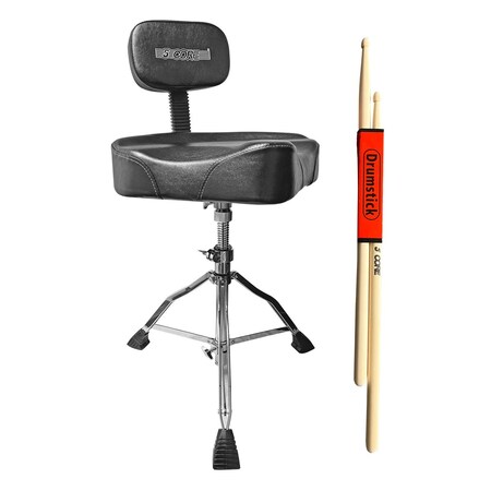 5 Core 5 Core Drum Throne with Backrest - Swivel Height Adjustable Guitar Stool - Comfortable Drummer Chair DS CH BLK REST
